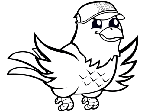 Funny Eagle With Baseball Cap Coloring Page